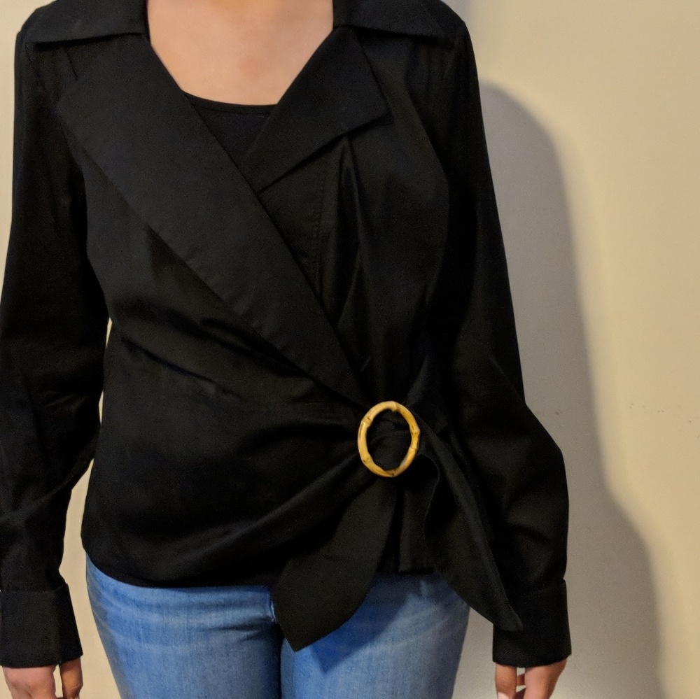 Lafayette black wrap around blouse